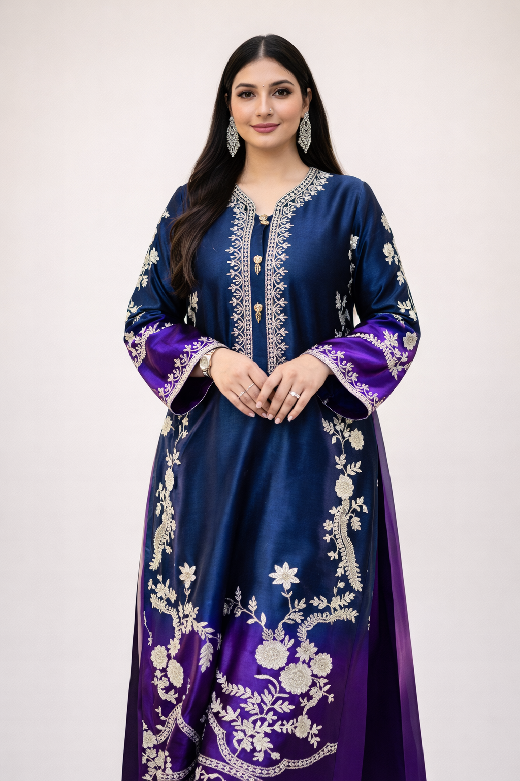 Midnight Sapphire Grace – Luxury Printed Lawn 3PC Ensemble